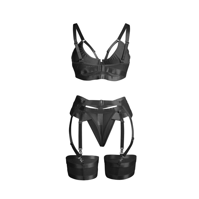 SUBBLIME - 955236 ENSEMBLE SOUTIEN-GORGE BONDAGE NOIR AVEC JARRETELLE S/M SUBBLIME SETS