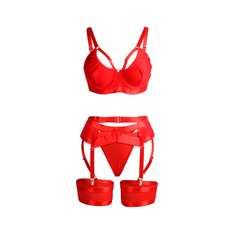 SUBBLIME - 955267 ENSEMBLE SOUTIEN-GORGE BONDAGE ROUGE AVEC JARRETELLE L/XL SUBBLIME SETS