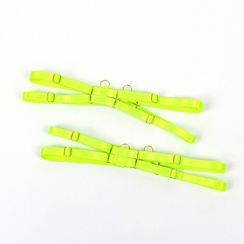 SUBBLIME - 955274 ENSEMBLE SOUTIEN-GORGE AVEC COLLIER ET DÉTAILS DE JAMBES VERT FLUORESCENT S/M SUBBLIME SETS