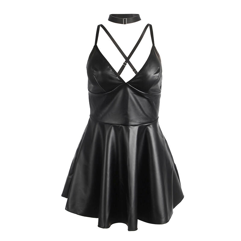 SUBBLIME - 955373 ROBE À BRETELLES EN CUIR NOIR S/M SUBBLIME DRESSES
