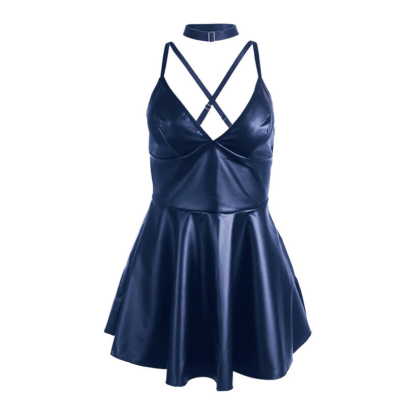 SUBBLIME - 955410 ROBE À BRETELLES EN CUIR BLEU S/M SUBBLIME DRESSES
