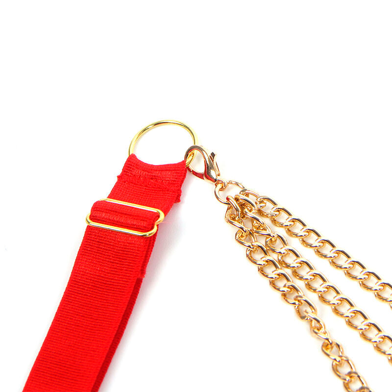 SUBBLIME - 955519 ENSEMBLE SOUTIEN-GORGE AVEC CHAÎNES ET COEUR EN MAILLE ROUGE S/M SUBBLIME SETS