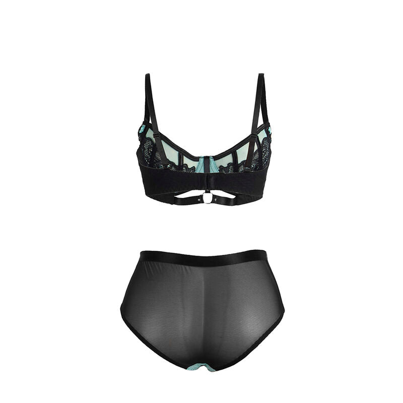 SUBBLIME - 955557 ENSEMBLE SOUTIEN-GORGE EN CUIR VERNI VERT AVEC FERMETURE ÉCLAIR S/M SUBBLIME SETS