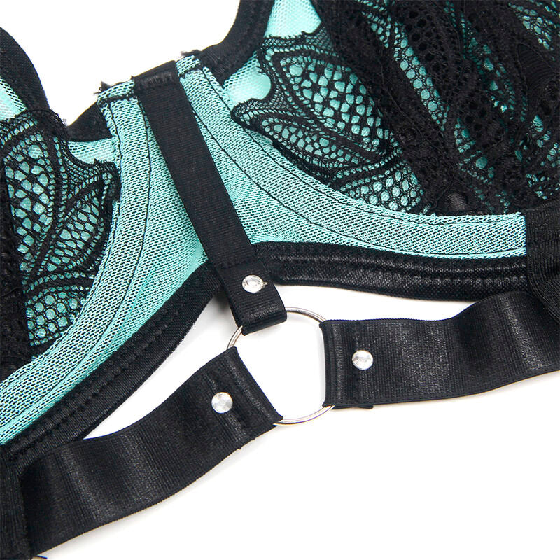 SUBBLIME - 955564 ENSEMBLE SOUTIEN-GORGE À FERMETURE ÉCLAIR EN CUIR VERNI VERT L/XL SUBBLIME SETS