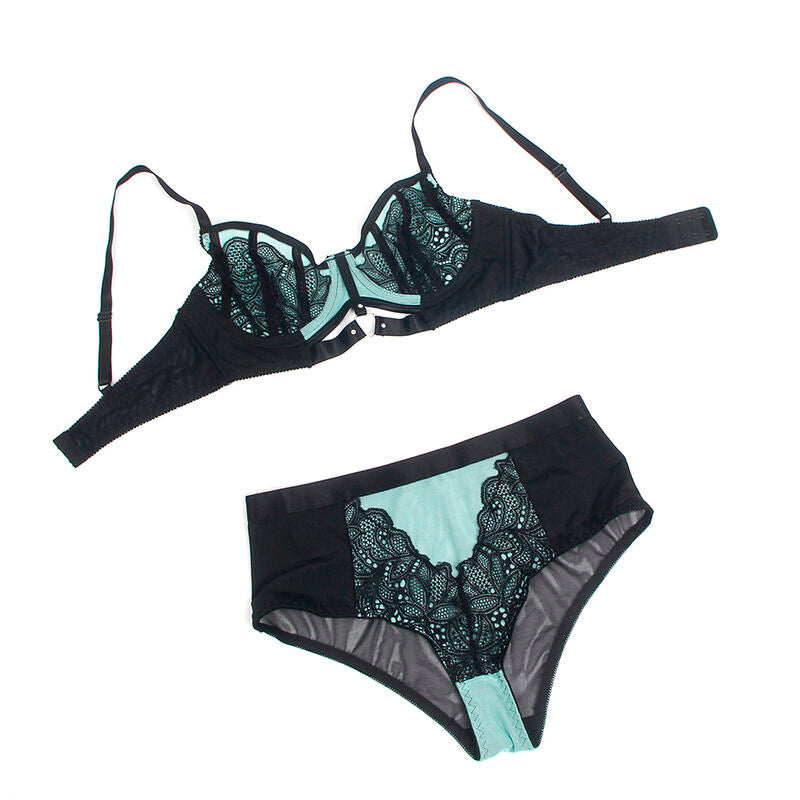 SUBBLIME - 955564 ENSEMBLE SOUTIEN-GORGE À FERMETURE ÉCLAIR EN CUIR VERNI VERT L/XL SUBBLIME SETS