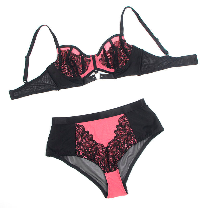 SUBBLIME - 955571 ENSEMBLE SOUTIEN-GORGE EN CUIR VERNI ROSE AVEC FERMETURE ÉCLAIR S/M SUBBLIME SETS