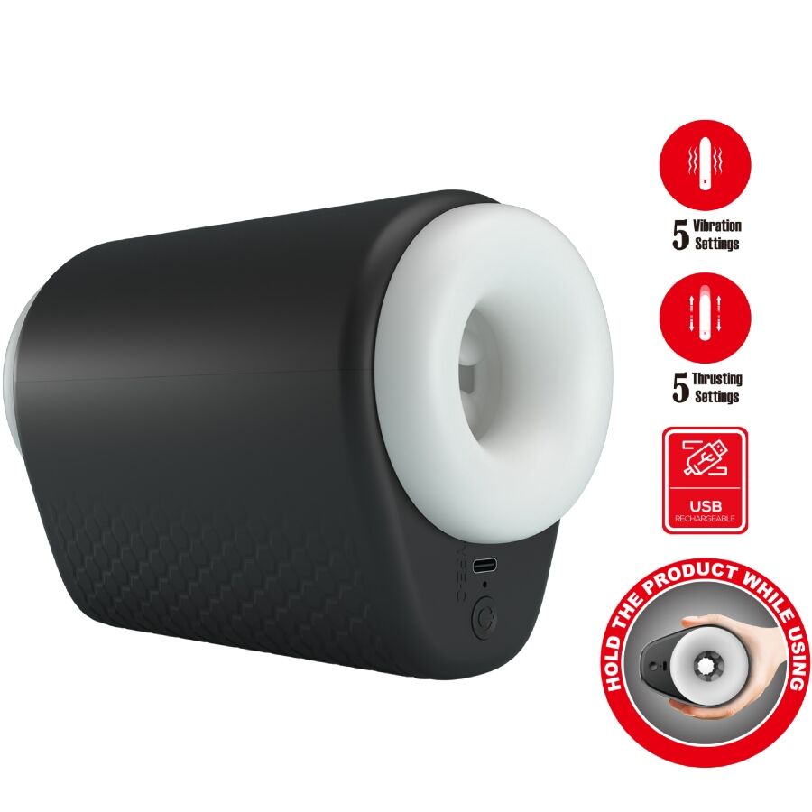 PRETTY LOVE - MASTURBATEUR POUR HOMME DJ GIRL AVEC VIBRATION 5 RÉGLAGES NEGRO PRETTY LOVE MALE