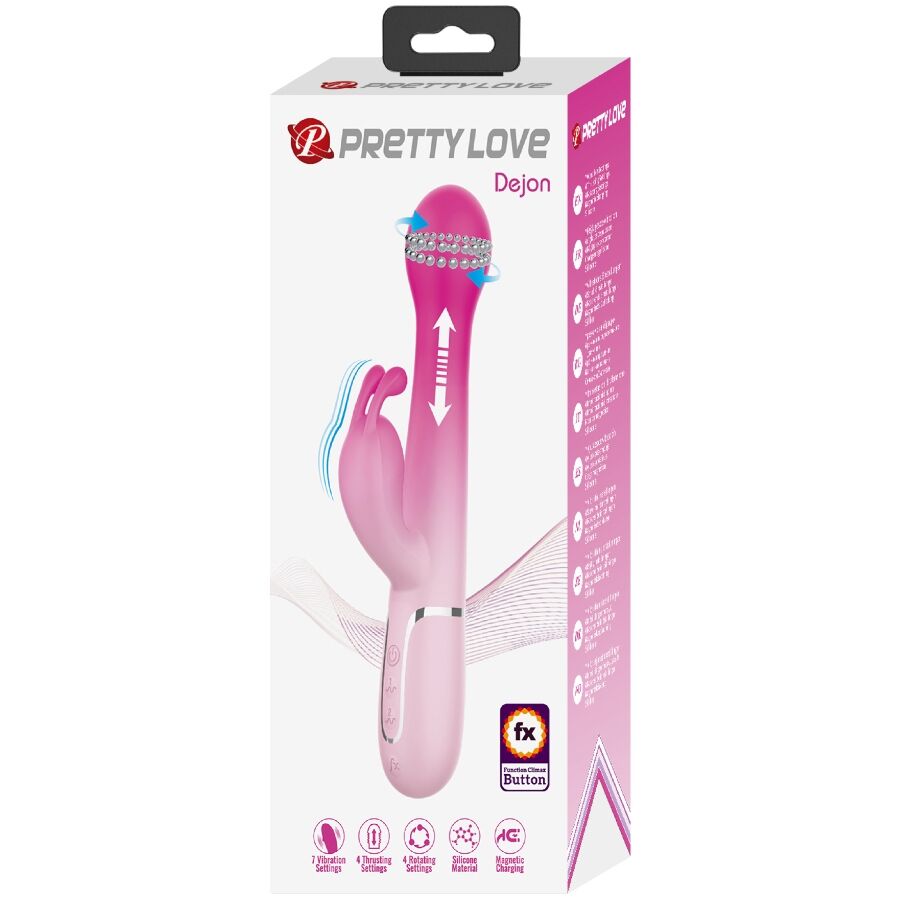 PRETTY LOVE - VIBRATEUR LAPIN MULTIFONCTION 3 EN 1 DEJON ROSE PRETTY LOVE