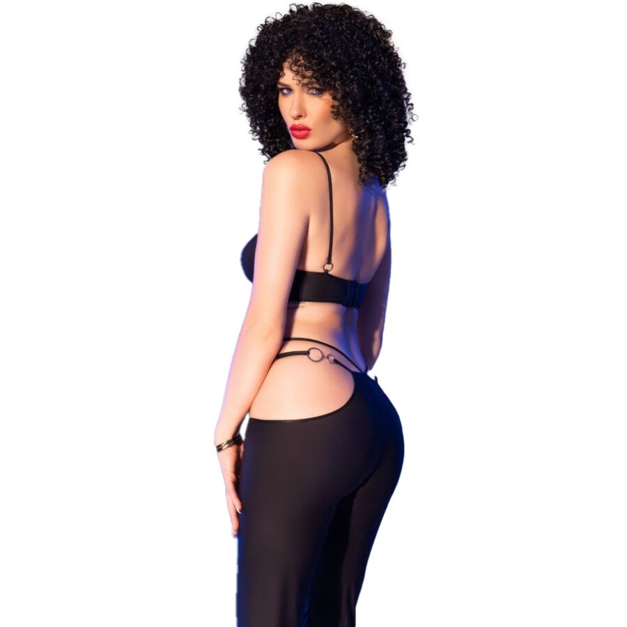 CHILIROSE - CR 4851 ENSEMBLE TOP ET LEGGINGS NOIRS AVEC ACCESSOIRES DORÉS CHILIROSE SETS