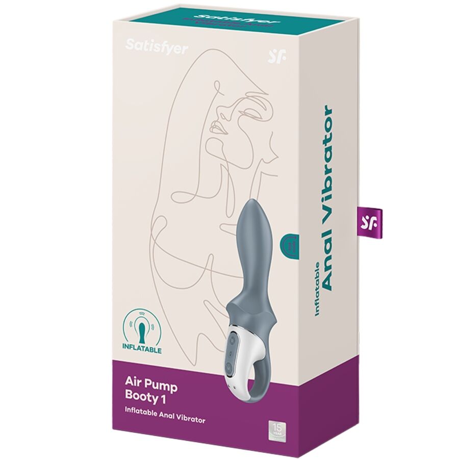 SATISFYER - AIR PUMP BOOTY 1 VIBRATEUR GONFLABLE ANAL GRIS SATISFYER VIBRATOR