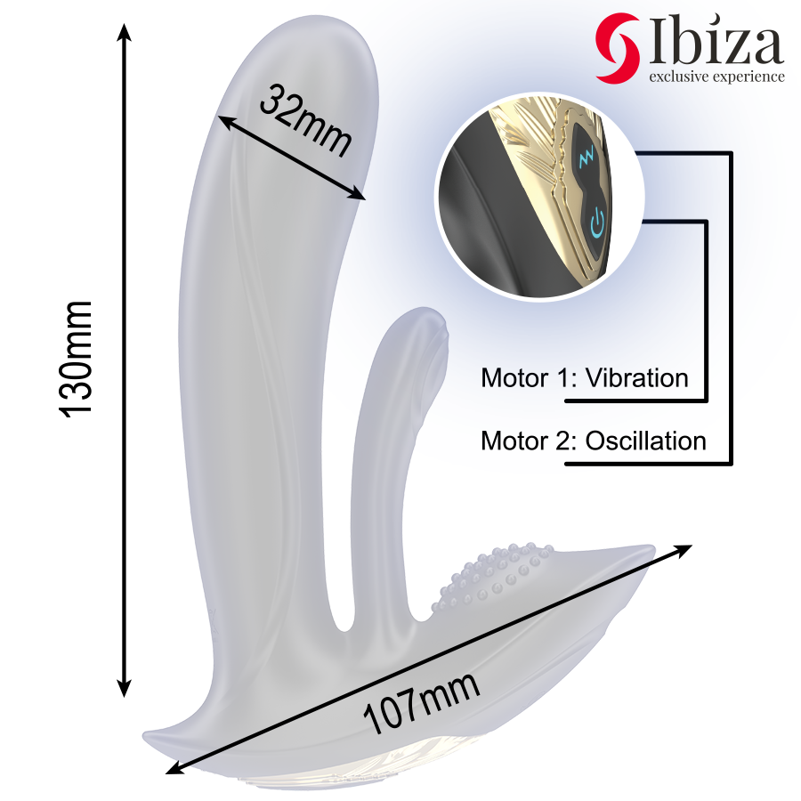 IBIZA - VIBRATEUR PORTABLE AVEC STIMULATION DU POINT G ET DU CLITORIS AVEC TÉLÉCOMMANDE IBIZA TECHNOLOGY