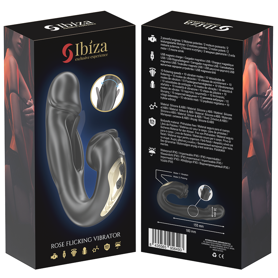 IBIZA - ROSE VIBRATEUR EFFET FLICKING ET STIMULATEUR DE CLITO IBIZA TECHNOLOGY