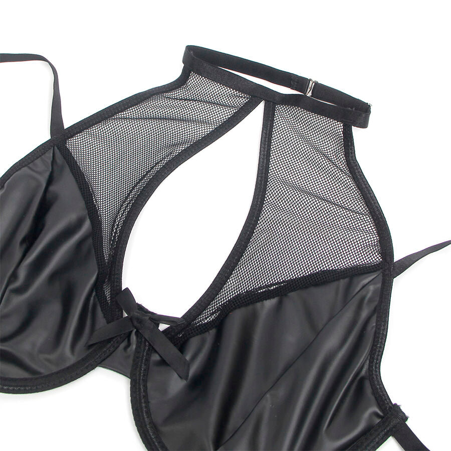 SUBBLIME - 957582 ENSEMBLE SOUTIEN-GORGE ET JUPE EN CUIR NOIR S/M SUBBLIME SETS