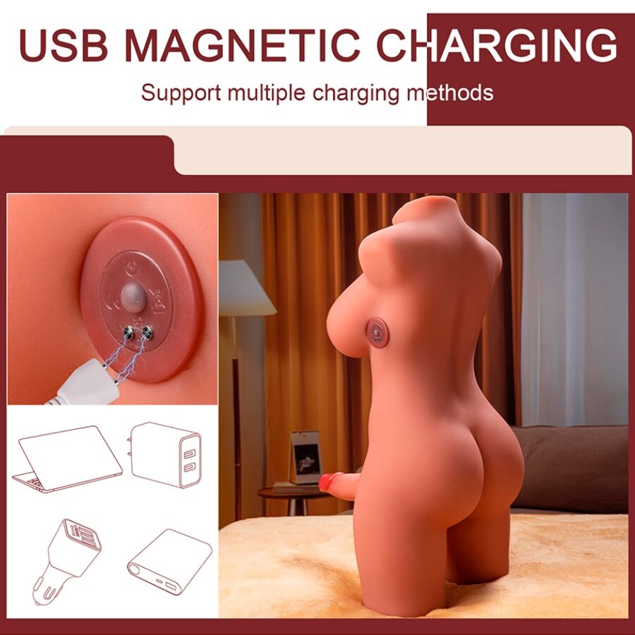 XISE - MIAH LADY BOY TORSE FÉMININ AVEC GODE AVEC VIBRATION ET POUSSÉE 55 CM XISE