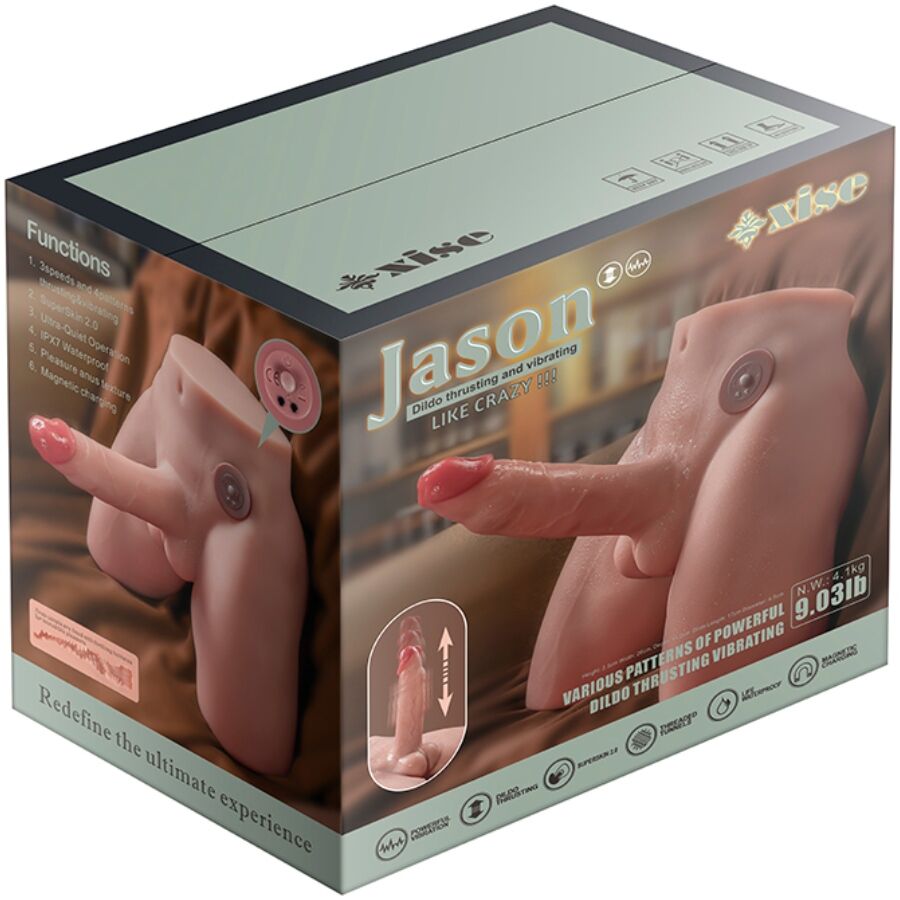 XISE - JASON GODE MASTURBATEUR RÉALISTE AVEC POUSSÉES ET VIBRATIONS 17 CM XISE