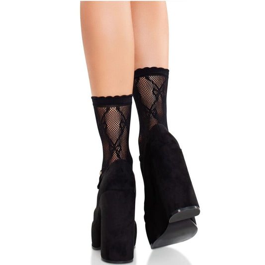 LEG AVENUE - CHAUSSETTES NOIRES EN DENTELLE AVEC NŒUD LEG AVENUE HOSIERY