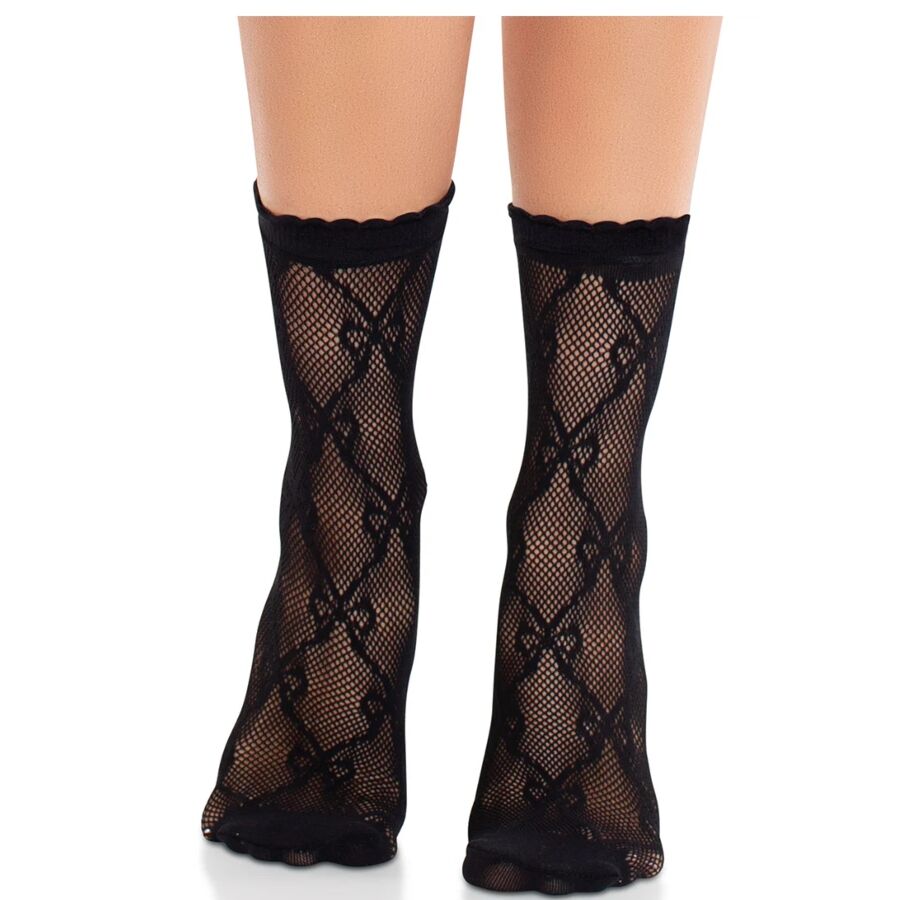 LEG AVENUE - CHAUSSETTES NOIRES EN DENTELLE AVEC NŒUD LEG AVENUE HOSIERY