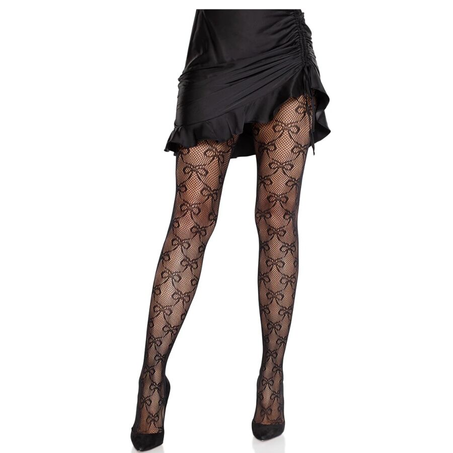 LEG AVENUE - COLLANTS RÉSILLE AVEC NŒUD NOIR LEG AVENUE HOSIERY