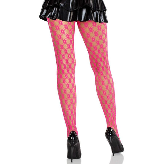 LEG AVENUE - COLLANTS EN DENTELLE AVEC ŒILLETS ROSE FLUO LEG AVENUE HOSIERY