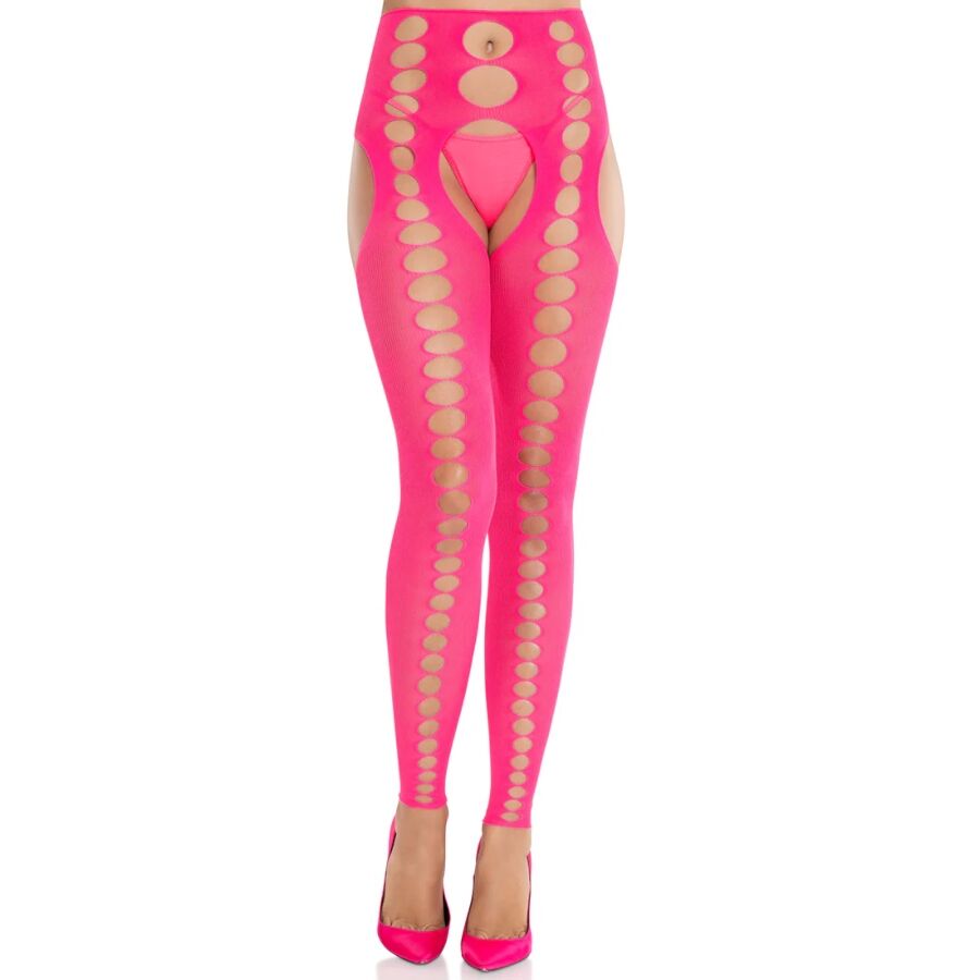 LEG AVENUE - BAS OPAQUES SANS BRETELLES ET SANS COUTURE ROSE FLUO LEG AVENUE HOSIERY