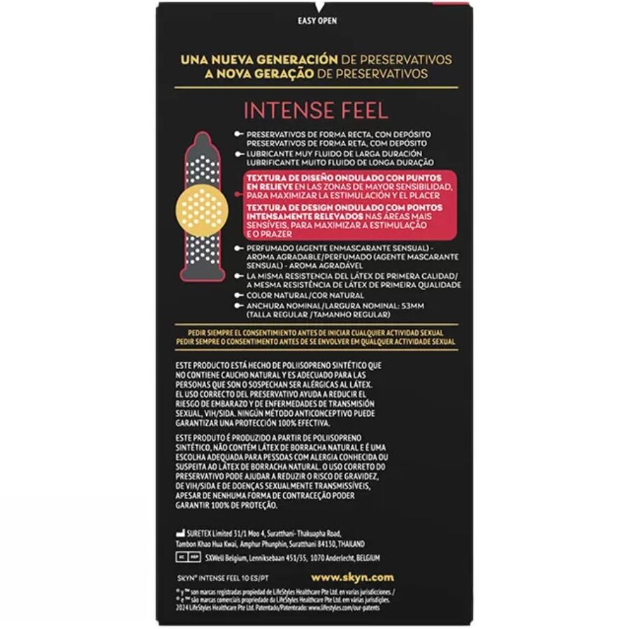 SKYN - PRÉSERVATIF TEXTURÉ À LA SENSATION INTENSE AVEC UN DESIGN ONDULÉ 10 UNITÉS SKYN