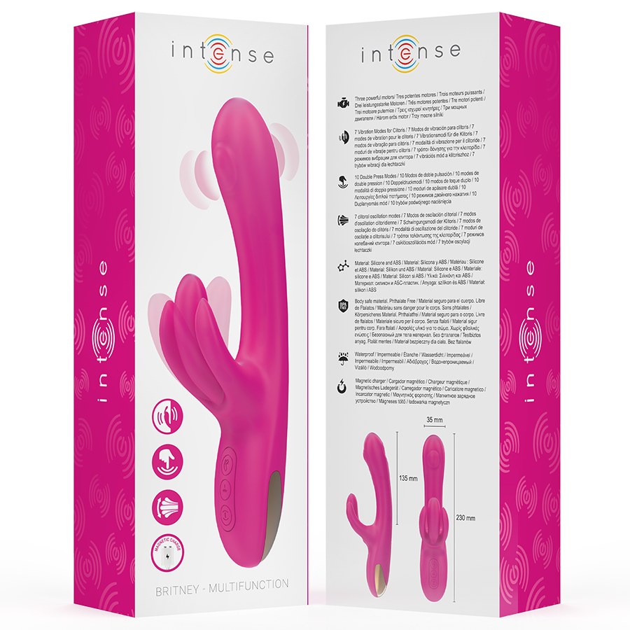 INTENSE - BRITNEY VIBRATEUR LAPIN MULTIFONCTION 23 CM ROSE INTENSE FUN