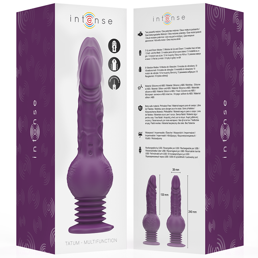 INTENSE - VIBRATEUR MULTIFONCTION TATUM AVEC VIBRATION DE HAUT EN BAS 24 CM VIOLET INTENSE FUN