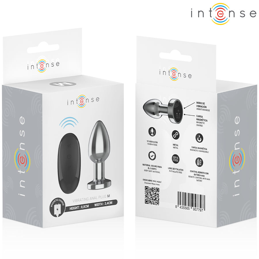 INTENSE - PLUG ANAL 10 VIBRATIONS MÉTAL AVEC TÉLÉCOMMANDE M INTENSE ANAL TOYS