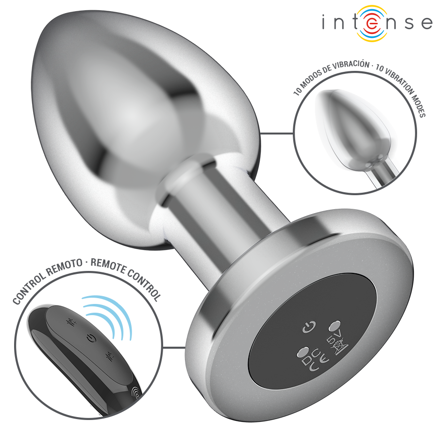 INTENSE - PLUG ANAL 10 VIBRATIONS MÉTAL AVEC TÉLÉCOMMANDE L INTENSE ANAL TOYS
