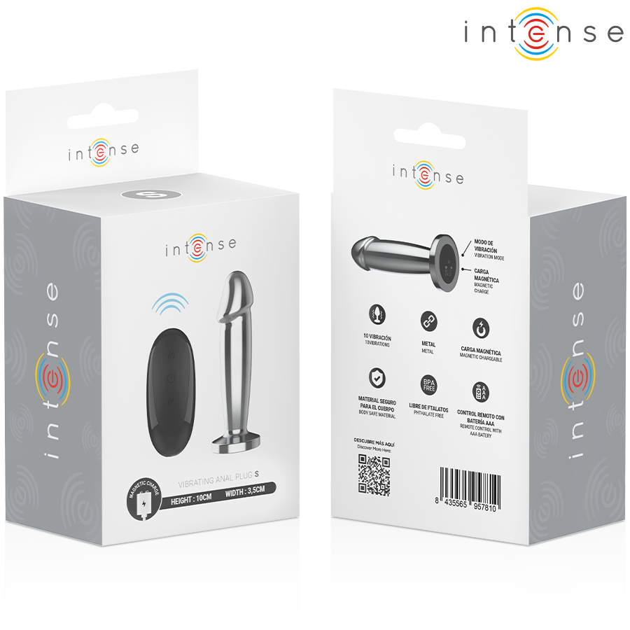 INTENSE - PLUG ANAL 10 VIBRATIONS GODE MÉTALLIQUE AVEC TÉLÉCOMMANDE S INTENSE ANAL TOYS