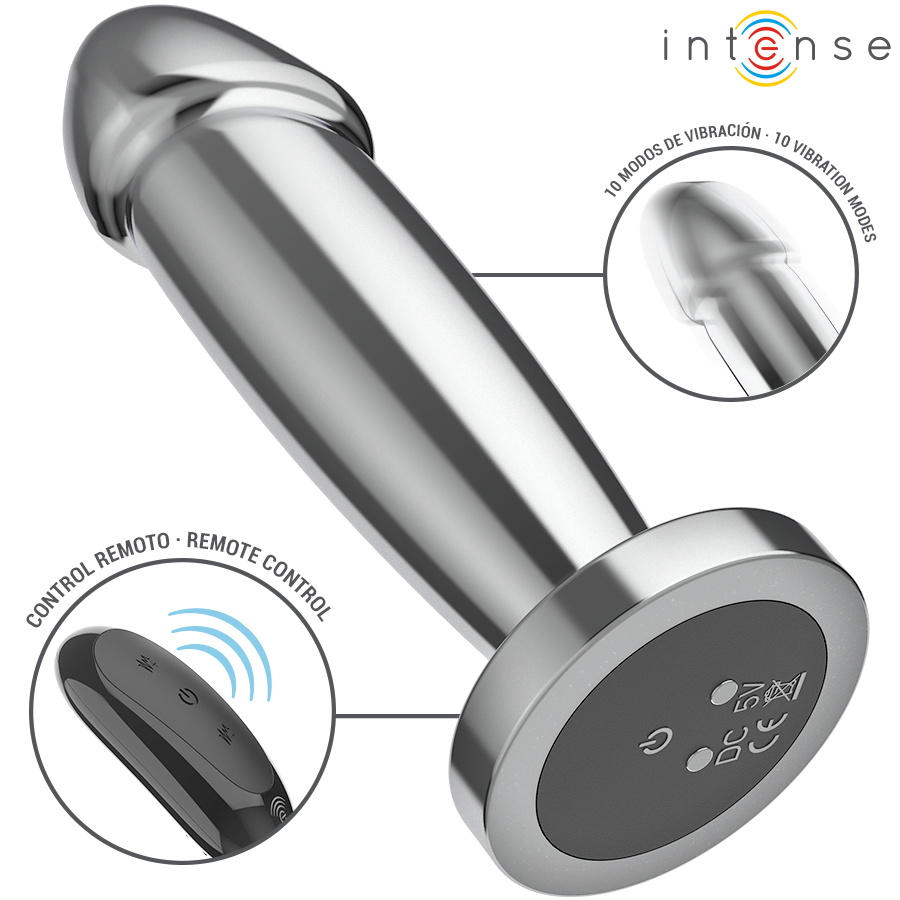 INTENSE - PLUG ANAL 10 VIBRATIONS GODE MÉTALLIQUE AVEC TÉLÉCOMMANDE S INTENSE ANAL TOYS