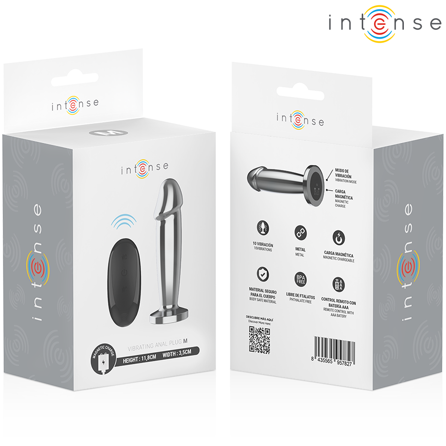 INTENSE - PLUG ANAL 10 VIBRATIONS GODE MÉTALLIQUE AVEC TÉLÉCOMMANDE M INTENSE ANAL TOYS