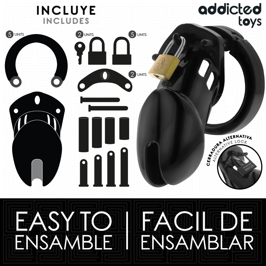 ADDICTED TOYS LOCKED - CAGE À PÉNIS OBSIDIAN HOLD TAILLE M ADDICTED TOYS LOCKED