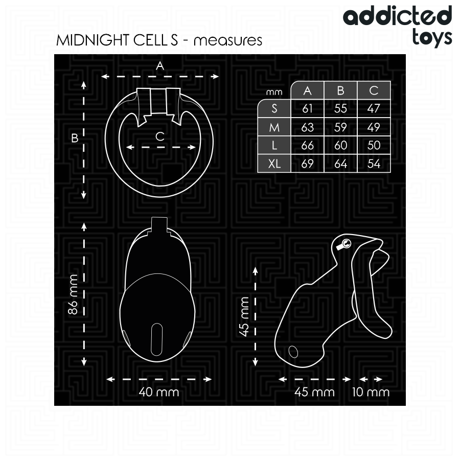 ADDICTED TOYS LOCKED - CAGE À PÉNIS MINDNIGHT CELL TAILLE S 4.8 CM ADDICTED TOYS LOCKED