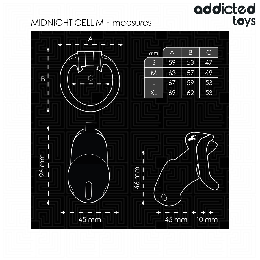 ADDICTED TOYS LOCKED - CAGE À PÉNIS MINDNIGHT CELL 4.2 CM TAILLE M ADDICTED TOYS LOCKED