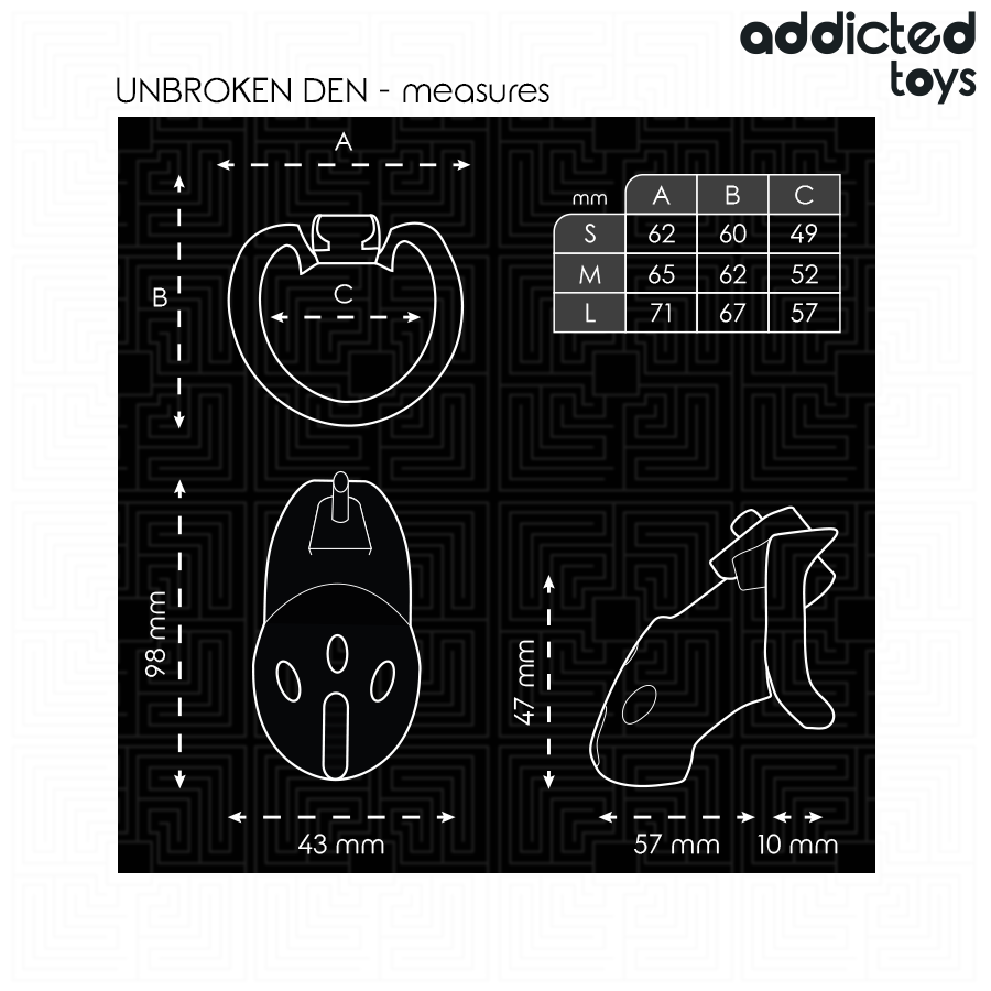 ADDICTED TOYS LOCKED - CAGE À PÉNIS UNBROKEN DEN 9,8 CM ADDICTED TOYS LOCKED