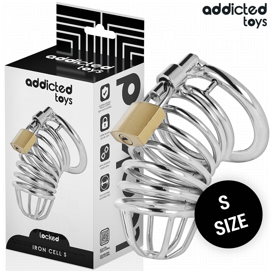ADDICTED TOYS LOCKED - CAGE À PÉNIS EN MÉTAL IRON CELL 4 CM TAILLE S ADDICTED TOYS LOCKED
