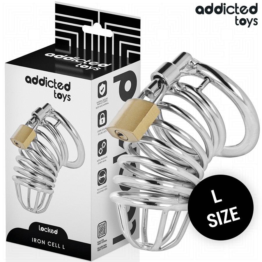 ADDICTED TOYS LOCKED - CAGE À PÉNIS EN MÉTAL IRON CELL 5 CM TAILLE L ADDICTED TOYS LOCKED