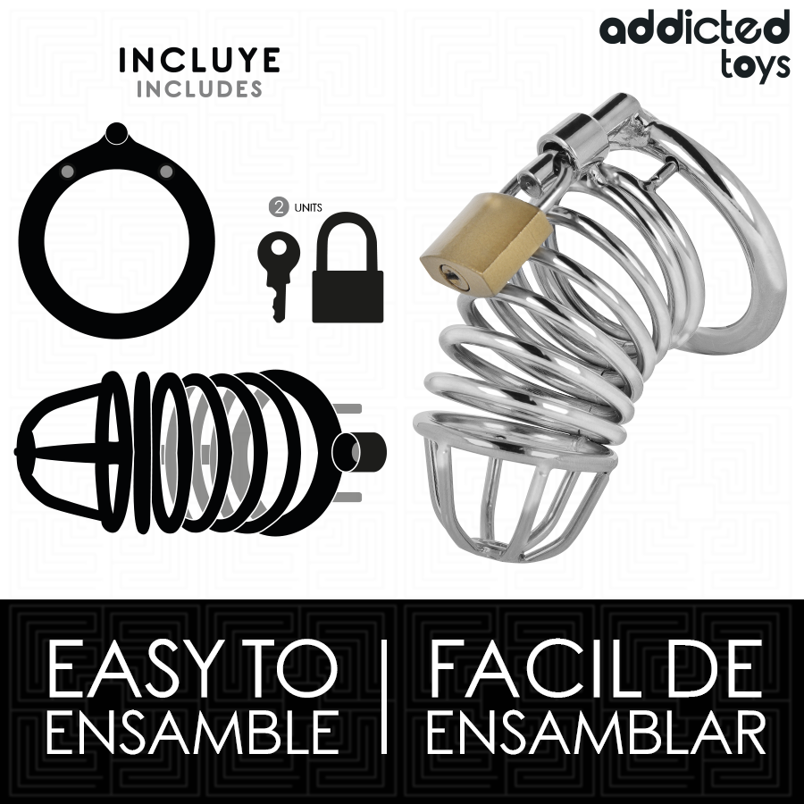 ADDICTED TOYS LOCKED - CAGE À PÉNIS EN MÉTAL IRON CELL 5 CM TAILLE L ADDICTED TOYS LOCKED
