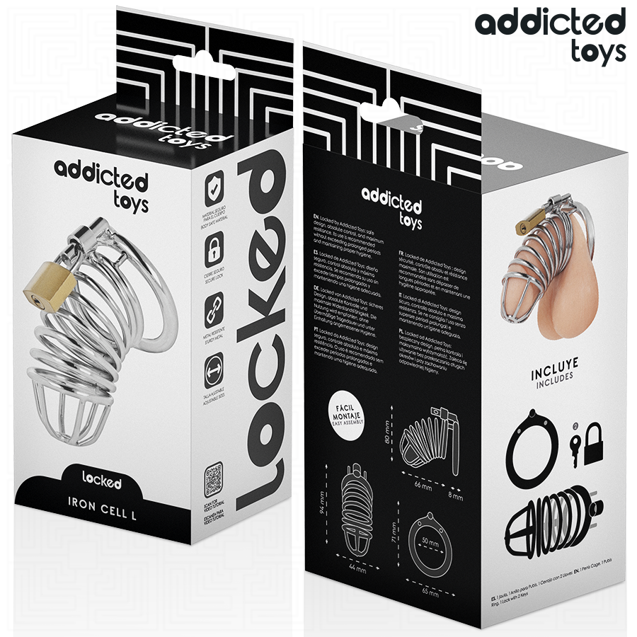ADDICTED TOYS LOCKED - CAGE À PÉNIS EN MÉTAL IRON CELL 5 CM TAILLE L ADDICTED TOYS LOCKED