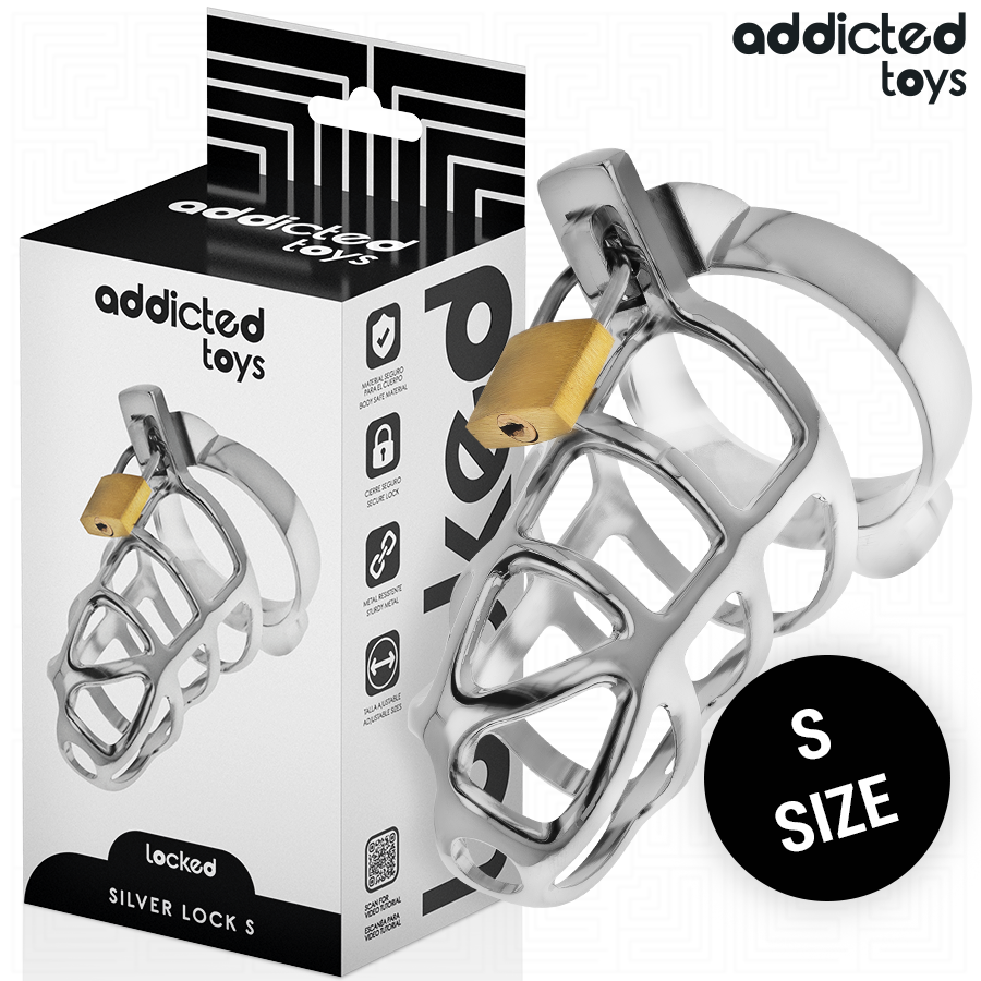 ADDICTED TOYS LOCKED - CAGE À PÉNIS EN MÉTAL AVEC VERROU ARGENT TAILLE S ADDICTED TOYS LOCKED