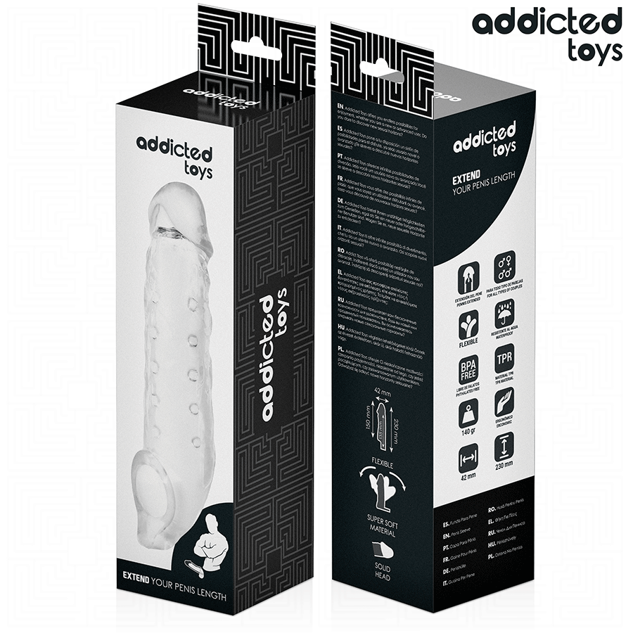 ADDICTED TOYS - GAINE PÉNIS TRANSPARENTE TAILLE M 27 CM ADDICTED TOYS