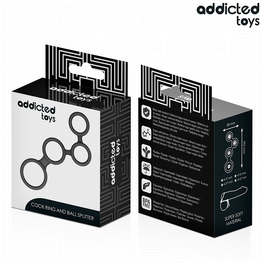 ADDICTED TOYS - ANNEAU PÉNIS AVEC SÉPARATEURS POUR TESTICULES ADDICTED TOYS