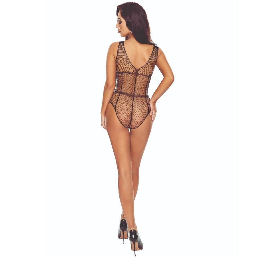 PASSION - BS114 BODYSTOCKING NOIR GRILLE PASSION WOMAN BODYSTOCKINGS
