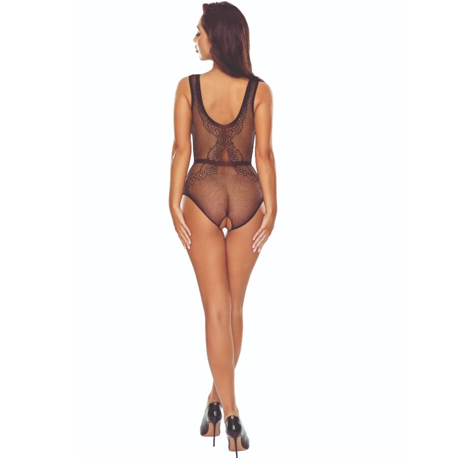 PASSION - BS115 BODYSTOCKING NOIR GRILLE PASSION WOMAN BODYSTOCKINGS