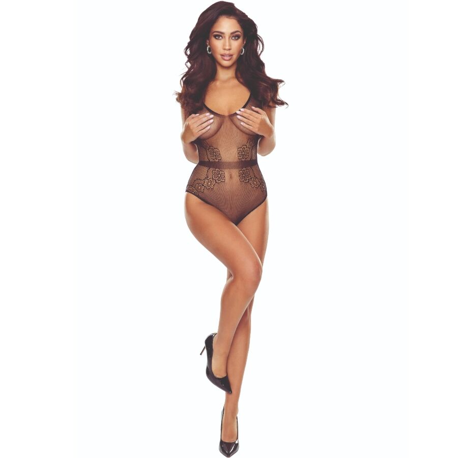 PASSION - BS115 BODYSTOCKING NOIR GRILLE PASSION WOMAN BODYSTOCKINGS
