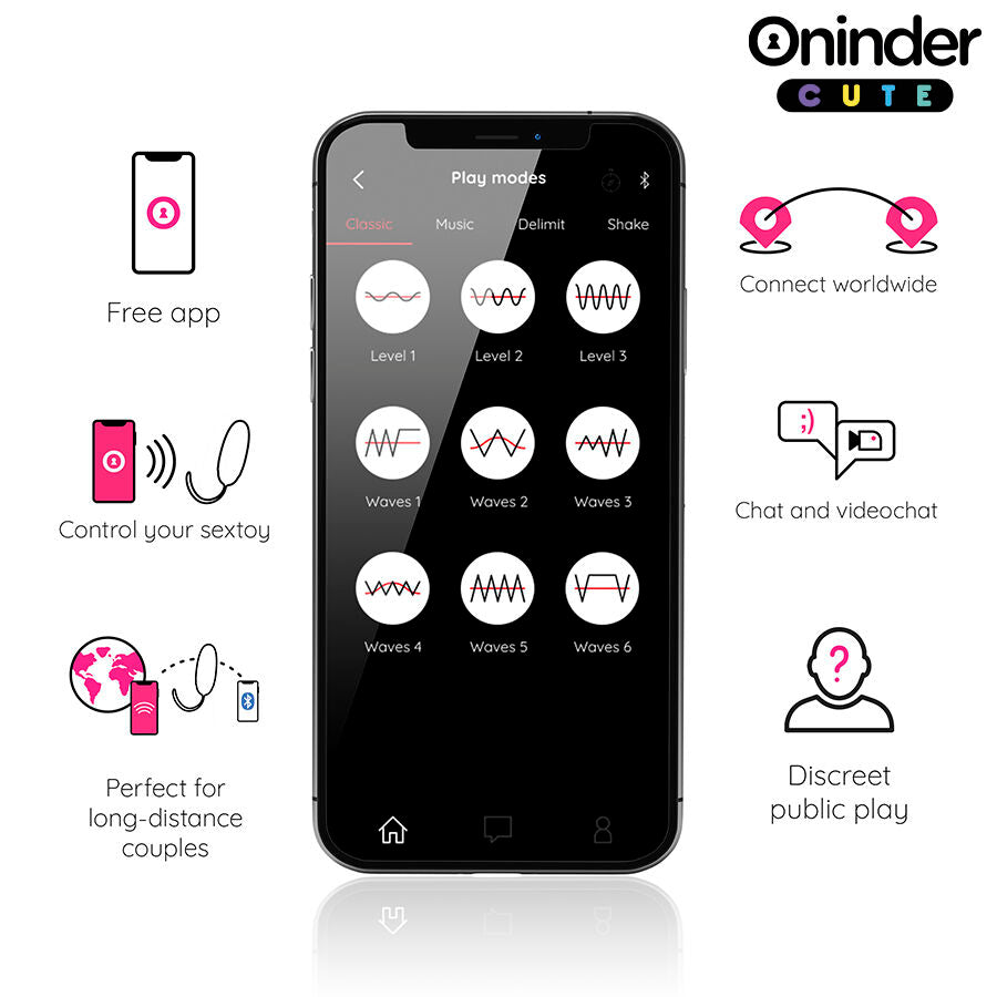 ONINDER CUTE - ŒUF EN SILICONE À VIBRATION ET À ONDE AMOUREUX - APPLICATION GRATUITE DANS LE MONDE ENTIER ONINDER CUTE