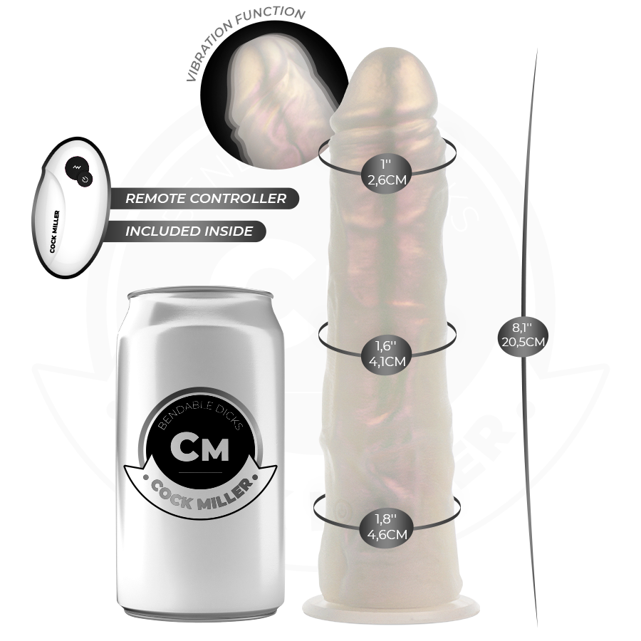 COCK MILLER - GODE AVEC VENTOUSE, LUMIÈRES ET VIBRATIONS AVEC TÉLÉCOMMANDE BLANC 20,5 CM COCK MILLER