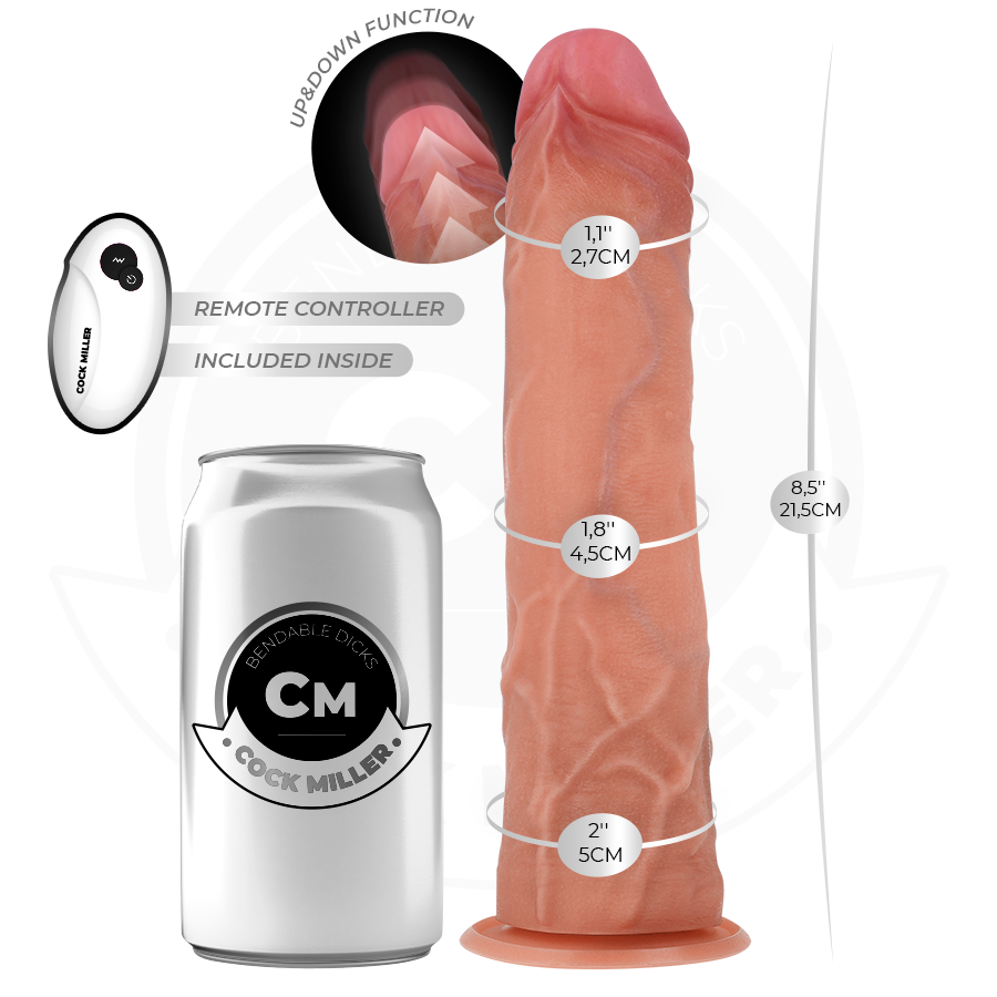 COCK MILLER - GODE HYPER-RÉALISTE À VENTOUSE ET À POUSSÉE AVEC TÉLÉCOMMANDE 21,5 CM COCK MILLER