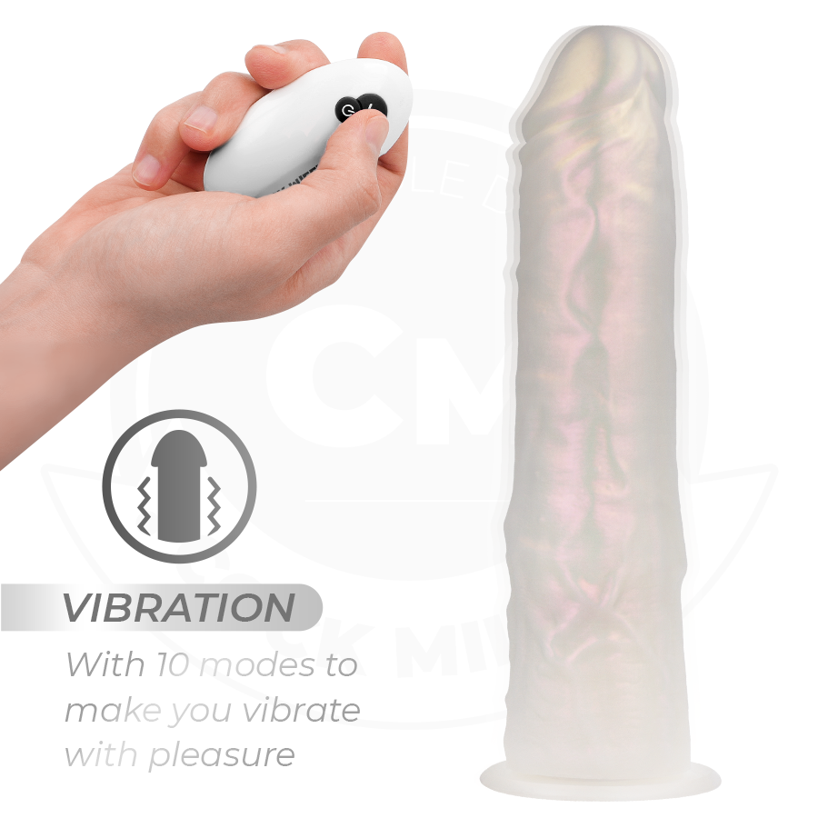 COCK MILLER - GODE AVEC VENTOUSE, LUMIÈRES ET VIBRATIONS AVEC TÉLÉCOMMANDE BLANC 21,5 CM COCK MILLER